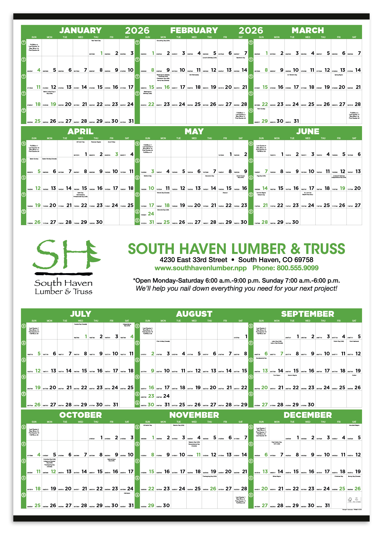 Triumph® Calendars Small Quantity Custom Span-A-Year Calendar